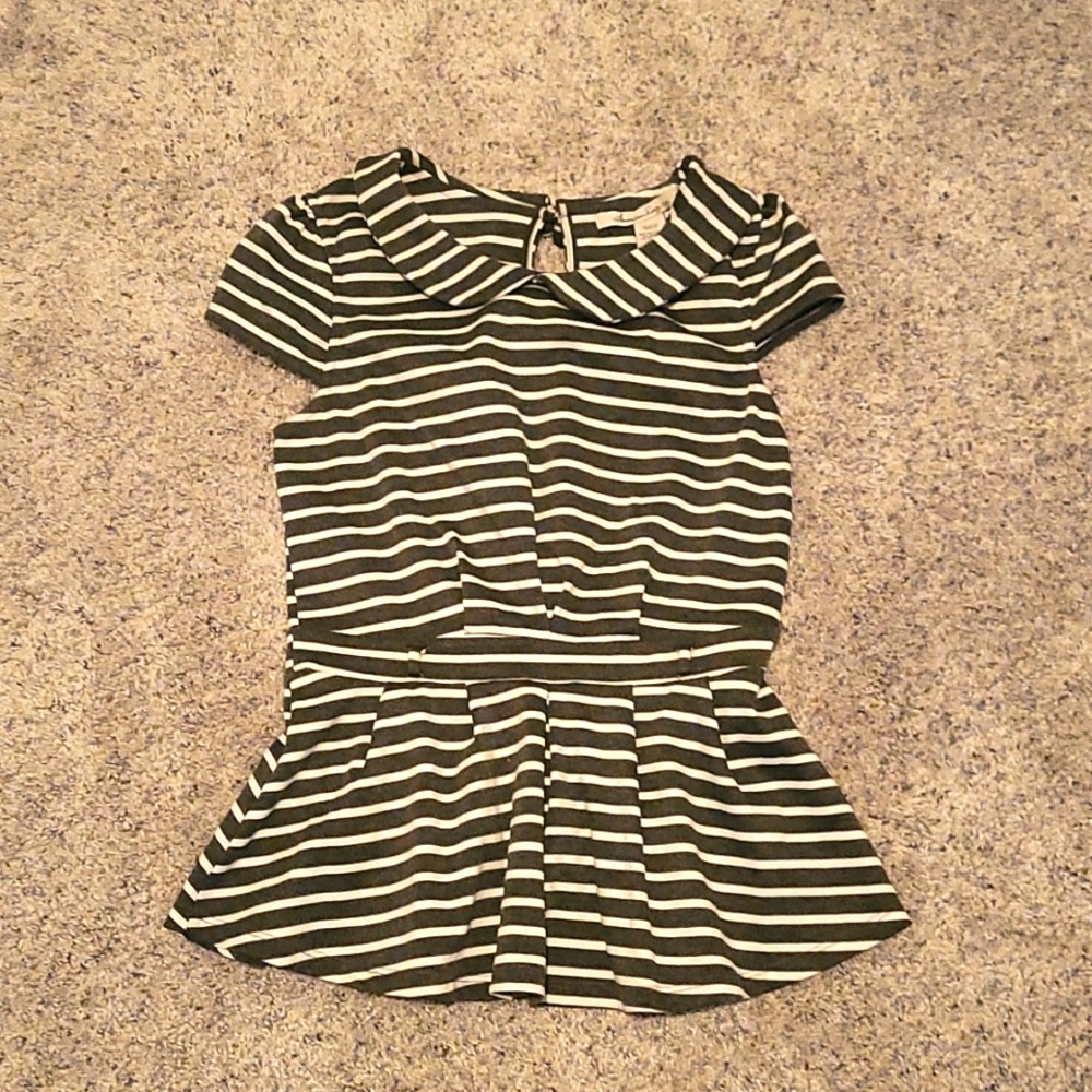 American Rag Gray and white Striped Peplum Top. Size: M